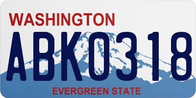 WA license plate ABK0318