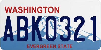 WA license plate ABK0321