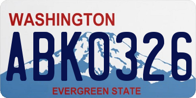 WA license plate ABK0326