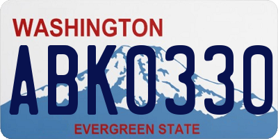 WA license plate ABK0330