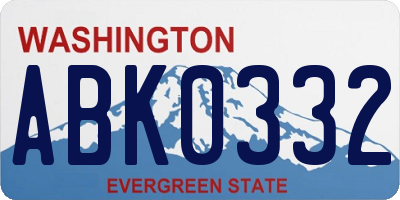 WA license plate ABK0332