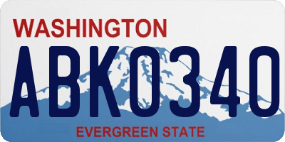 WA license plate ABK0340