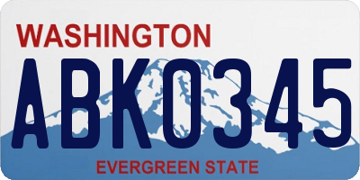 WA license plate ABK0345