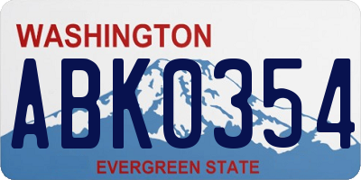 WA license plate ABK0354