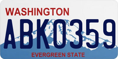 WA license plate ABK0359