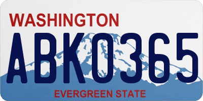 WA license plate ABK0365