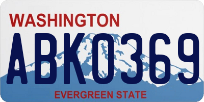 WA license plate ABK0369