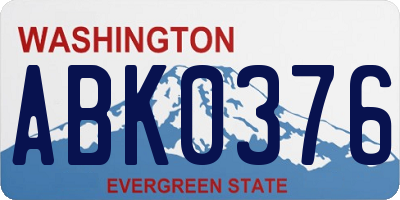 WA license plate ABK0376