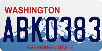 WA license plate ABK0383