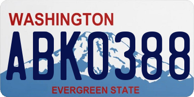 WA license plate ABK0388