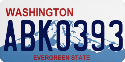 WA license plate ABK0393