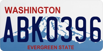 WA license plate ABK0396