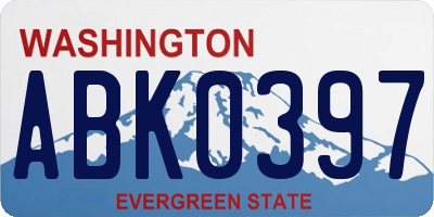 WA license plate ABK0397