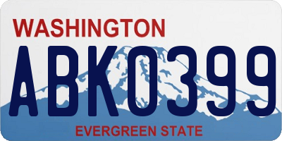 WA license plate ABK0399