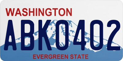 WA license plate ABK0402