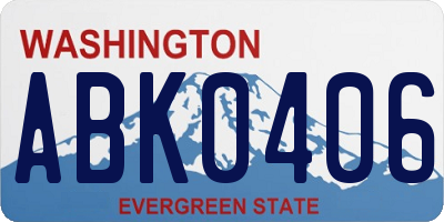 WA license plate ABK0406