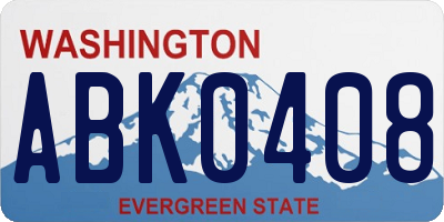 WA license plate ABK0408