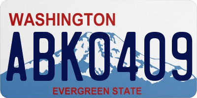 WA license plate ABK0409
