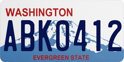 WA license plate ABK0412