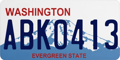 WA license plate ABK0413