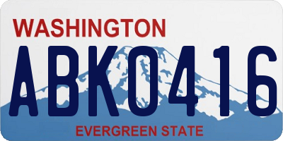 WA license plate ABK0416
