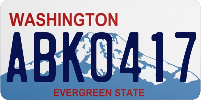 WA license plate ABK0417