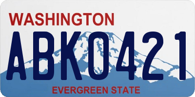 WA license plate ABK0421