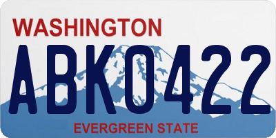WA license plate ABK0422