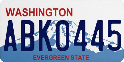 WA license plate ABK0445