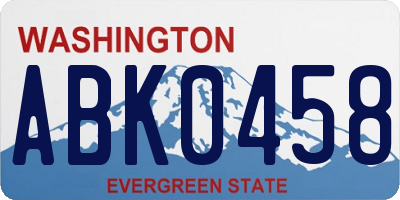 WA license plate ABK0458