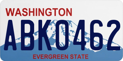 WA license plate ABK0462