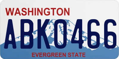 WA license plate ABK0466