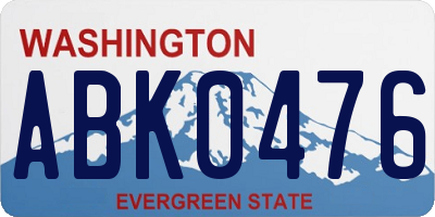 WA license plate ABK0476