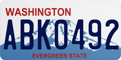 WA license plate ABK0492