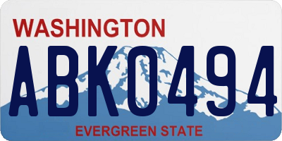 WA license plate ABK0494
