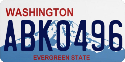 WA license plate ABK0496
