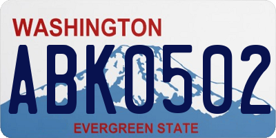 WA license plate ABK0502