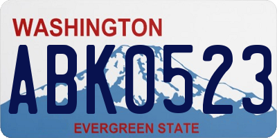 WA license plate ABK0523