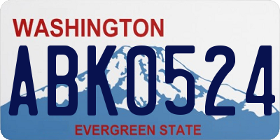 WA license plate ABK0524