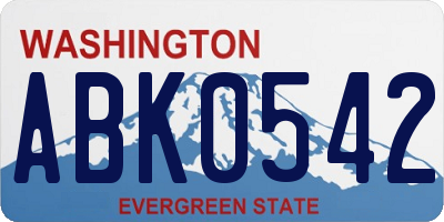 WA license plate ABK0542