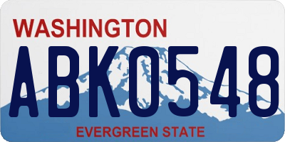 WA license plate ABK0548