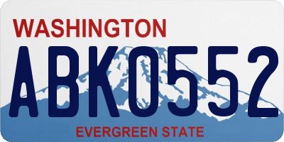 WA license plate ABK0552