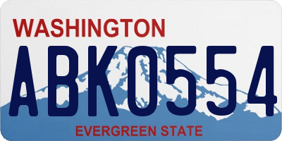 WA license plate ABK0554