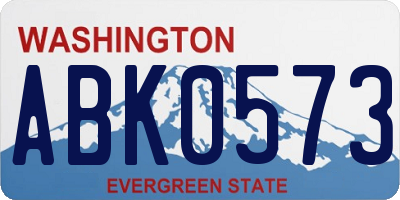 WA license plate ABK0573