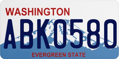 WA license plate ABK0580