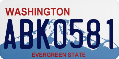 WA license plate ABK0581