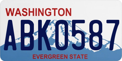 WA license plate ABK0587