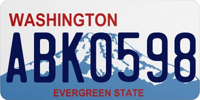 WA license plate ABK0598