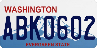 WA license plate ABK0602