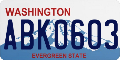 WA license plate ABK0603